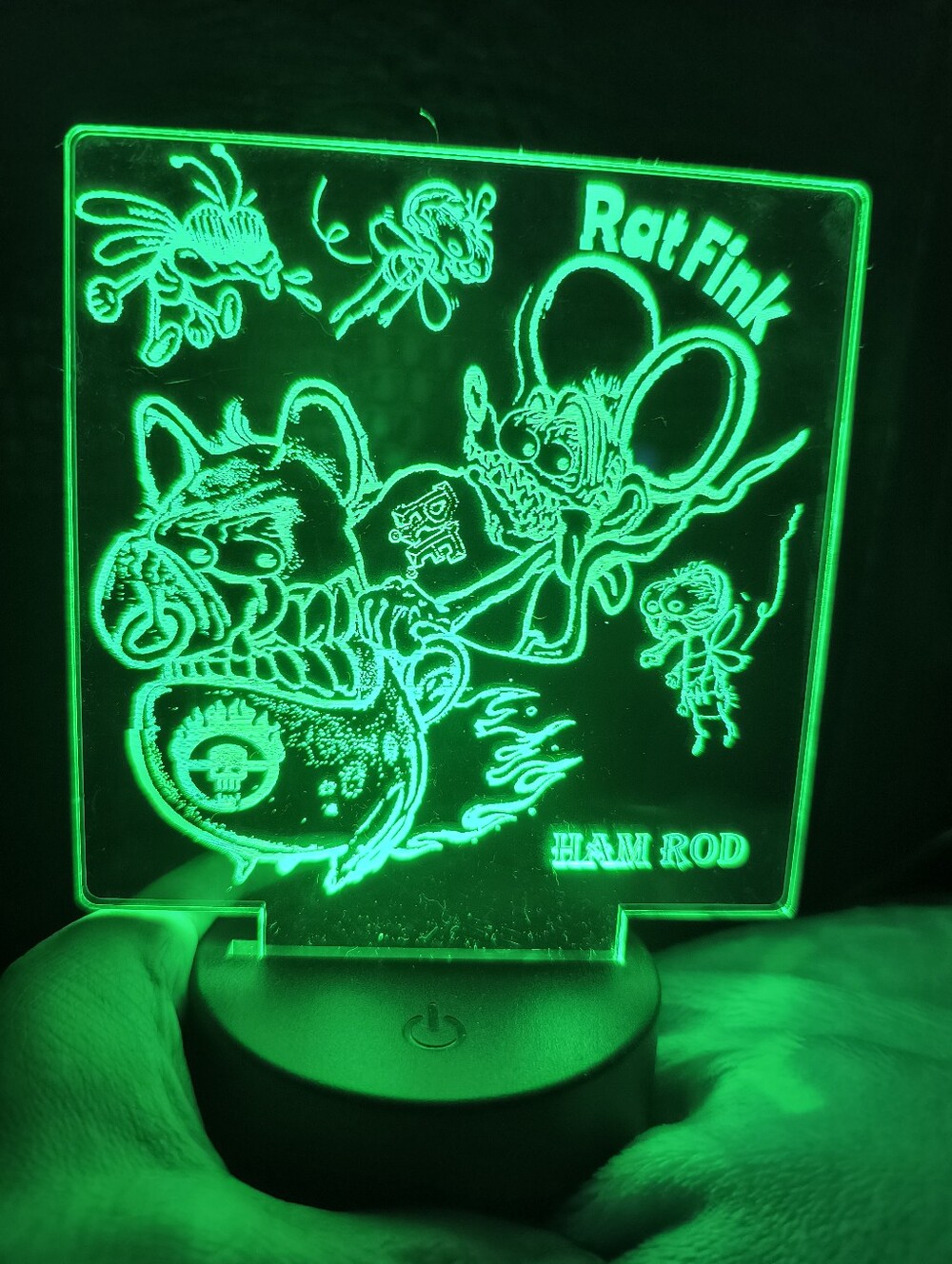 Rat Fink Ham Rod Illuminated Acrylic Art Panel - Green